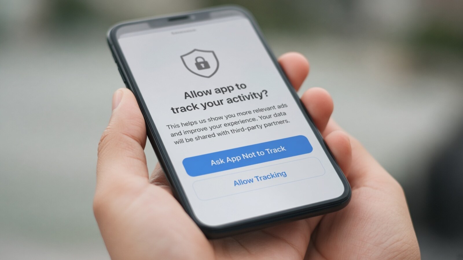 Écran de smartphone affichant une invite de consentement vie privée