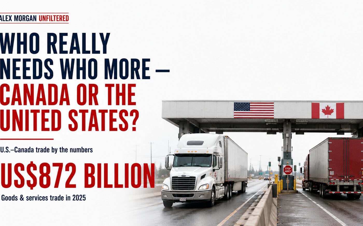 Who really needs who more — Canada or the United States? U.S.–Canada goods and services trade totalled US$872 billion in 2025.