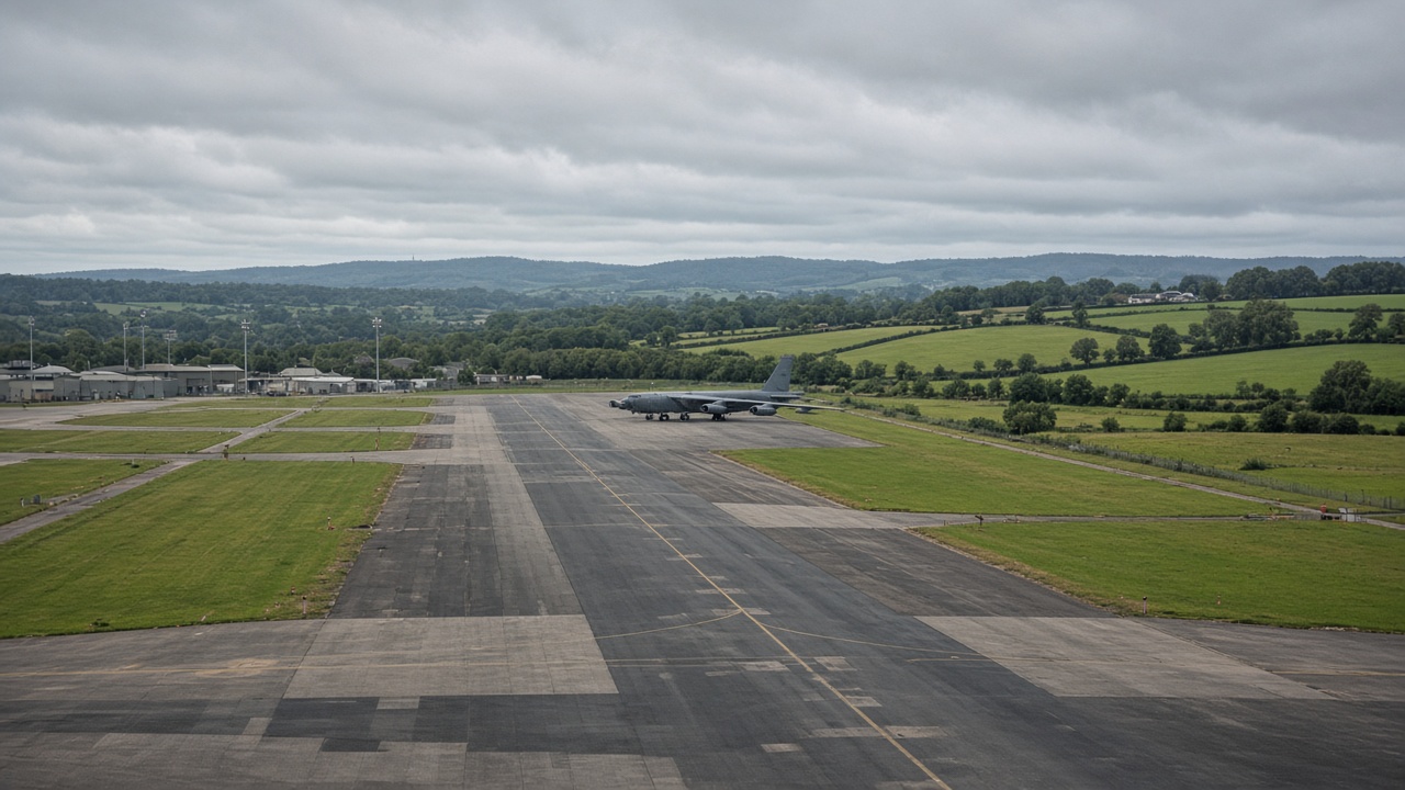 Military air base runway in the English countryside