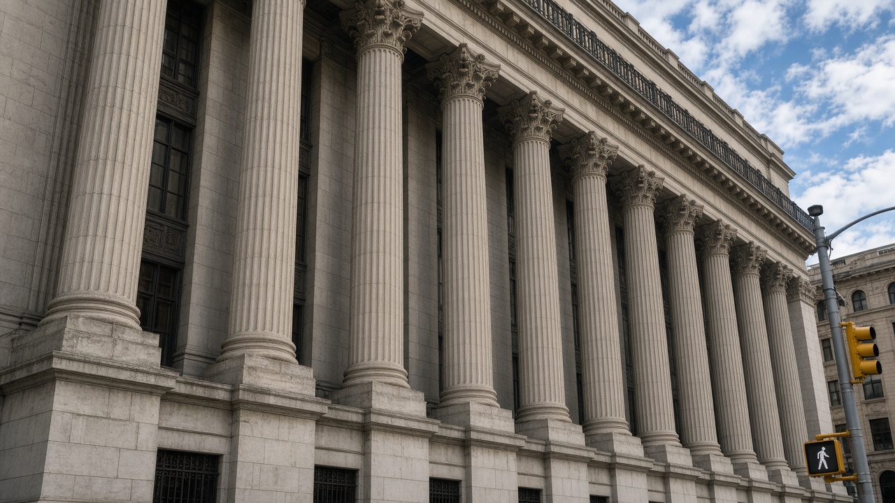 New York Stock Exchange exterior in daylight