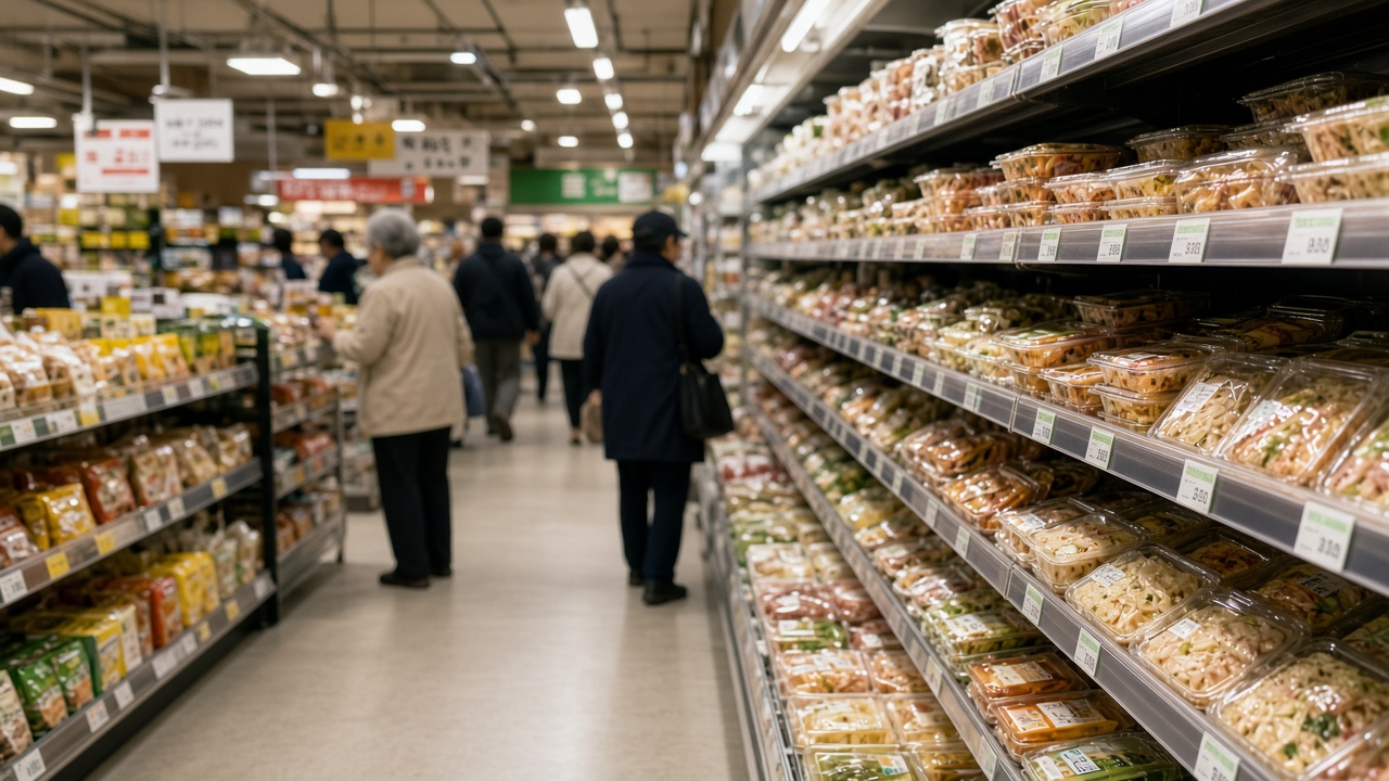 Rayon alimentaire dans un supermarché à Tokyo