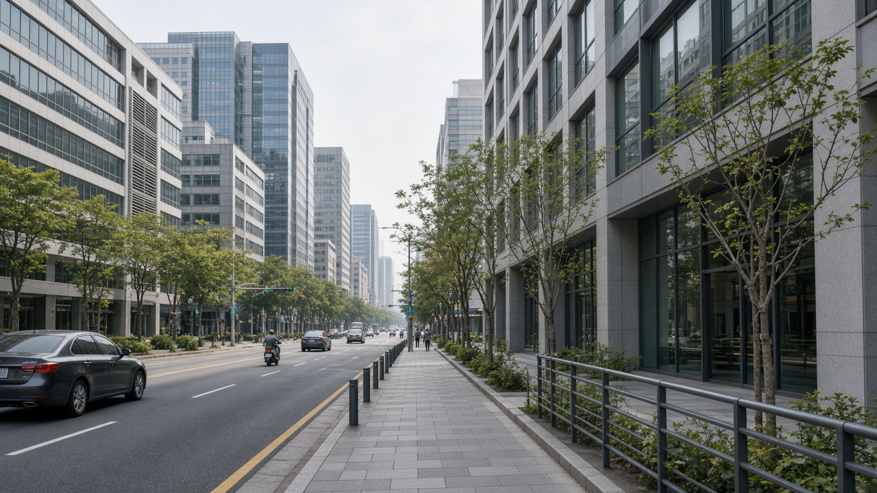 Taipei office district street in daylight