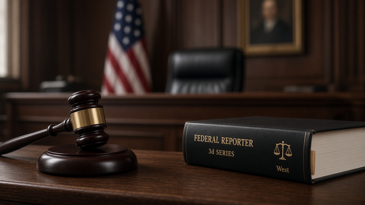 Mazo y dictamen legal en el estrado de un tribunal federal de EE. UU.
