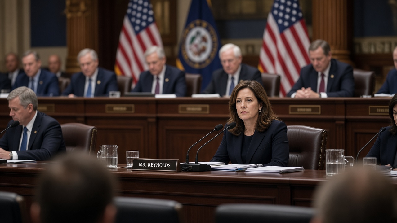 Senate hearing room with witness microphones